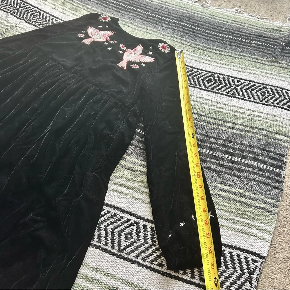 Stella McCartney kids black velvet bird & stars balloon sleeve mini dress